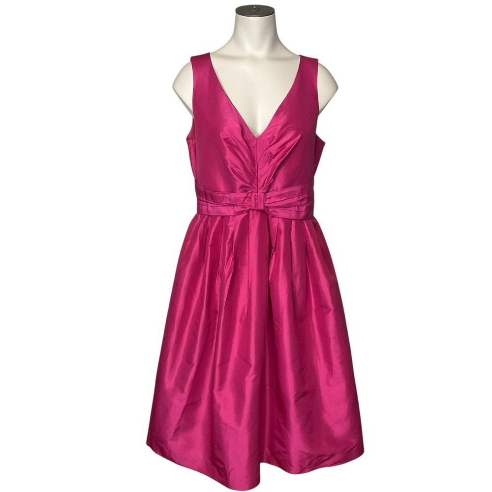 BANANA REPUBLIC x Madmen sz 4 100% Silk Dress Sleeveless V Neck Fuscia Pink